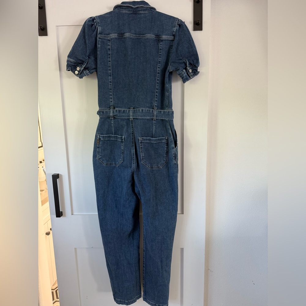 PAIGE Blue Denim Collared Jumpsuit